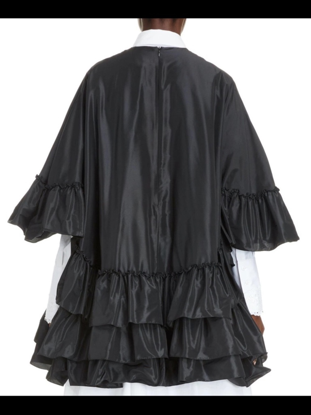 Simone‎ Rocha Frill Tiered Ruffle Taffeta Trapeze Dress Black Size UK 10 US 6 - Picture 3 of 8
